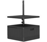 Pied De Parasol Design Table Basse D'appoint - Plateau, Étagère, Roulettes - Hdpe Effet Bois Noir