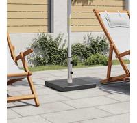Pied de parasol en granit - 28,5 kg - Carré - Noir - Robuste - Avec roulettes - Pied de terrasse réglable - Pour mât de 38/48 mm de diamètre