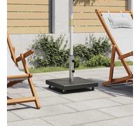 Pied de parasol en granit 30 kg, carré, noir, pied de parasol robuste, pour jardin et terrasse, avec roulettes et adaptateur pour mât de 38/48 mm