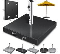 Pied de parasol en granit gris - KESSER - 30 kg - Acier inoxydable - Résistant aux intempéries et aux UV - Hydrofuge