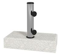 Pied De Parasol En Granite Gris - Poids Net 25 Kg - 2 Vis De Serrage - Compatible Mât 32 À 48 Mm