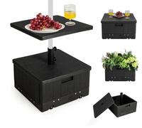 Pied de Parasol Lourd - RELAX4LIFE - 3 en 1 - Trou pour Parasol - Plateau de Table - 2 Roues Universelles - Charge 67KG -53X53X45CM