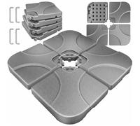 Pied de parasol modulable gris - KESSER - 4 parties - Remplissable eau ou sable - 60 litres - 80 kg - 50 8 x 50 8 x 7 cm