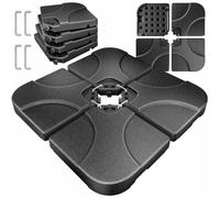 Pied de parasol modulable noir - KESSER - 4 plaques - Remplissable à l’eau ou au sable - 60 litres - 80 kg
