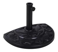 Outsunny Pied de parasol base de lestage demi-cercle 9kg résine aspect fonte molette serrage Noir
