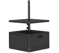 Pied de parasol - Outsunny - carré - avec plateau de table - à roues - remplissage eau sable - 53 x 53 x 45 cm - noir