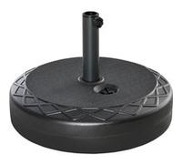 Outsunny Pied de Parasol Rond, Socle Parasol extérieur à remplir avec 30 kg d'eau / 40 kg de Sable, pour mât de Ø 38 et 48 mm, Base de Parasol pour Jardin Patio terrasse, Ø 55 x 38 cm, Noir