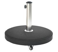 Pied de parasol rond à roulettes noir 25kg en béton et inox - Hespéride