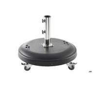 Pied de parasol rond à roulettes noir 50kg en béton - Hespéride