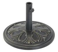 Outsunny Pied de parasol rond base de lestage Ø 48 x 34H cm ciment HDPE motif fleurs de lys poids net 13 Kg noir doré