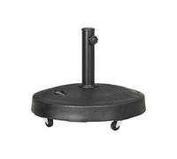 Outsunny Pied de Parasol Rond Base de Parasol de Jardin 25 KG avec roulettes et poignées rétractables en résine tressée Ø 53 x 41 cm Noir