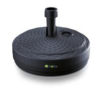 Pied de parasol, support de parasol, anthracite, en plastique, forme ronde pour jardin, terrasse, plage, imitation rotin, base de parasol remplissable avec du sable, de l'eau ou du gravier, mât de
