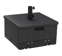 Pied De Parasol Table Basse Jardinière 3 En 1 Pe Aspect Bois Métal Noir