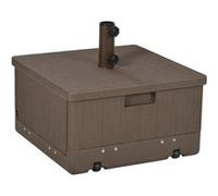 Pied de parasol table d'appoint jardinière 3 en 1 marron Marron