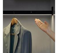 Pied de placard LED avec lumière - Rail de garde-robe en métal réglable 40 à 130 cm avec capteur infrarouge, parfait pour organiser les vêtements et améliorer l'éclairage du placard (1150 mm) LWX