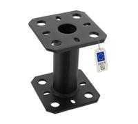 Pied de poteau à embase carré zingué noir à visser - 80 x 80 x 100 x 5,0 mm