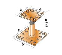 Pied de poteau réglable 'prêt-à-fixer' SIMPSON - kit complet avec fixations - KIT FIX PPRC