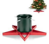 Pied de Sapin de Noel: Support Pied Sapin de Noël avec réserve d'eau, Pied de Sapin avec roulettes Metal pour Arbres jusqu'à 2 m de Tronc 3 à 12 cm - Christmas Tree Stand Star Rouge