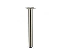 Pied de table basse cylindrique fixe acier brossé gris, 30 cm