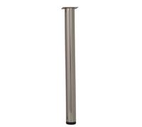 Pied de table cylindrique réglable acier brossé gris, de 70 à 73 cm