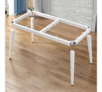 Pied de table de salle à manger en métal avec protections de sol réglables - Cadre rectangulaire industriel robuste pour table basse, bureau, établi, armoire avec vis (160 x 60 x 72,5 cm, noir)