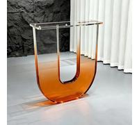 Pied De Table en Acrylique Transparent, Support à Manger Forme U, Pieds Bureau Modernes, Base Meuble Simple pour Salon, Cuisine, Chambre Et Basse(Orange,60x70cn/24x27.5")