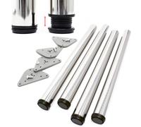 Pied de table Lot 4 Acier inoxydable Nickel Réglable Ø60mm 710mm Support Table
