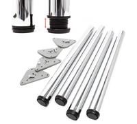 Pied de table Lot de 4 Acier inoxydable Chromé Réglable Ø60mm 710mm Support