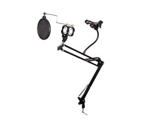 PIED DE TABLE POUR MICROPHONE AVEC SUPPORT POUR SMARTPHONE - RÉGLABLE