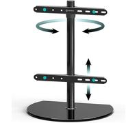 Pied de Table Verre Trempé pour 32-65 Pouces TV, Support TV Pivotant Poids de 35 kg - Pied TV Universel Hauteur Réglable VESA 100x100 - VESA 400x400/Support TV Montage sur Table PT2-B Noir
