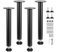 VEVOR Pied de Table 4PCS Pieds de Bureau Réglables 40,6 cm Acier Massif Capacité de Charge 544 kg Installation Rapide Pieds de Meubles Noirs avec Vis et Patins Protecteurs pour Maison Bureau d'Enfants