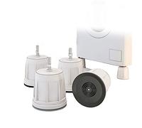 Pied Machine a Laver a Visser Lot de 4 Stabilisateur Piédestal pour Sèche-linge Amortisseurs de vibrations Hauteur 100mm Pieds en caoutchouc patins de protection (White)