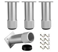 Pied meuble cuisine, 4 Pièces Pieds d'armoire de meubles Pied Table Basse Metal Pieds de table Aluminum Alloy | Anodisé Pattes Armoire Hauteur: 3-40cm Casier Tabourets Réfrigérateur 25cm/9.8"