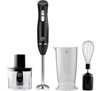 MasterChef Mixeur Plongeant et Mini Hachoir, Blender Soupe / Presse Puree Electrique 4 en 1 avec Verre Doseur 700ml, Fouet et Bol Hachoir, Deux Vitesses, avec Lames Acier Inoxydables, Noir