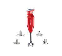 bamix Set mixeur plongeant M350 MAXX avec couteau multifonction, viande et légumes, fouet, batteur en inox, 300 W, 2 vitesses, Fabriqué en Suisse, Rouge/chrome