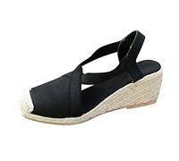 pied nue femme été Sandales Femme éTé Confortable Sandales Strappy Thick-Bottom Women'S Platform Closed Fashion Toe Shoes Casual Pour Femmes Respirantes Bout Ouvert Soutien Plantaire Le noir 36