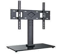 Pied TV De Table Pivotant Pour 32-70 Pouces, 65 Kg, 3 Hauteurs | Support Avec Socle En Verre, Colonne En Acier Et Patins En Caoutchouc Pour Commode Au Salon, Dans La Chambre Ou Au Bureau