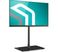 ONKRON Support TV Sol en Verre Trempé pour 30-60 Pouces jusqu'à 41 kg, Pied de Tele Universel VESA 100x100-400x400, Support TV sur Pied Réglable Hauteur, Meuble TV Pivotant Noir TS5065-B