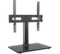 Pied TV - RFIVER - Universel - Hauteur Réglable 56-66cm - Verre et Acier - 27-55 Pouces