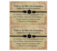 PIEDRAS NATURALES - Lot de 2 bracelets en fil rouge et noir avec véritable tourmaline - Ornements en argent sterling - Amulette contre le mauvais œil pour femme et homme - Guérison énergie négative