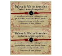 PIEDRAS NATURALES - Lot de 2 bracelets en fil rouge et noir avec véritable tourmaline - Ornements en argent sterling - Amulette contre le mauvais œil pour femme et homme - Guérison énergie négative