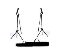 Pieds + 2 micros téléscopiques noir SPHYNX SP-MS-1-BLK pour Chant Karaoké événements
