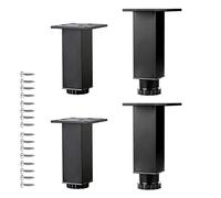 Pieds de canapé carrés robustes en métal noir de 5 cm / 2.0in d'épaisseur en aluminium pour tables de chevet et tables basses - Solutions de rechange élégantes pour décoration d'intérieur