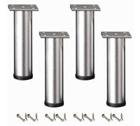 Pieds de Canapé Réglable, Lot de 4 Pieds Meuble Argent Pied de Cuisine Rond Pied Banc Aluminum Alloy | Anodisé Patte Armoire Hauteur: 6-40cm Commode Ameublement Tabourets Causeuse Bureau 18cm/7"