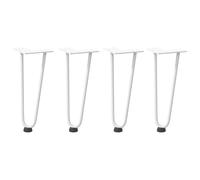 Pieds de fourche pour table basse, 4 pièces, blanc, 30 cm, acier | Niveleurs réglables, trous pré-percés, vis incluses, design géométrique, revêtement en poudre
