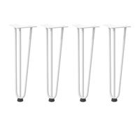 Pieds de fourche pour table basse, 4 pièces, blanc, 42 cm, acier | Acier massif avec revêtement en poudre, niveleurs réglables, trous pré-percés, vis fournies, montage