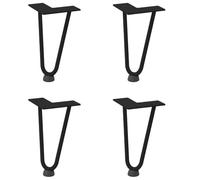 Pieds de fourche pour table basse, 4 pièces, noir, 20 cm, acier | Acier massif, revêtement en poudre, niveleurs réglables, trous pré-percés, vis incluses, design