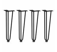 Pieds de fourche pour table basse, 4 pièces, noir, 42 cm, acier | Acier massif avec revêtement en poudre, niveleurs réglables, trous pré-percés, vis fournies, montage