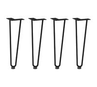 Pieds de fourche pour table basse, 4 pièces, noir, 42 cm, acier | Acier massif avec revêtement en poudre, niveleurs réglables, montage avec vis fournies, style moderne