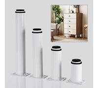 Pieds de meuble blancs, pieds de rechange pour armoire, canapé, table basse, bureau, pieds de meuble en métal réglables en hauteur, noirs, avec vis et patins de protection, blanc, 25 cm (9,8 po)